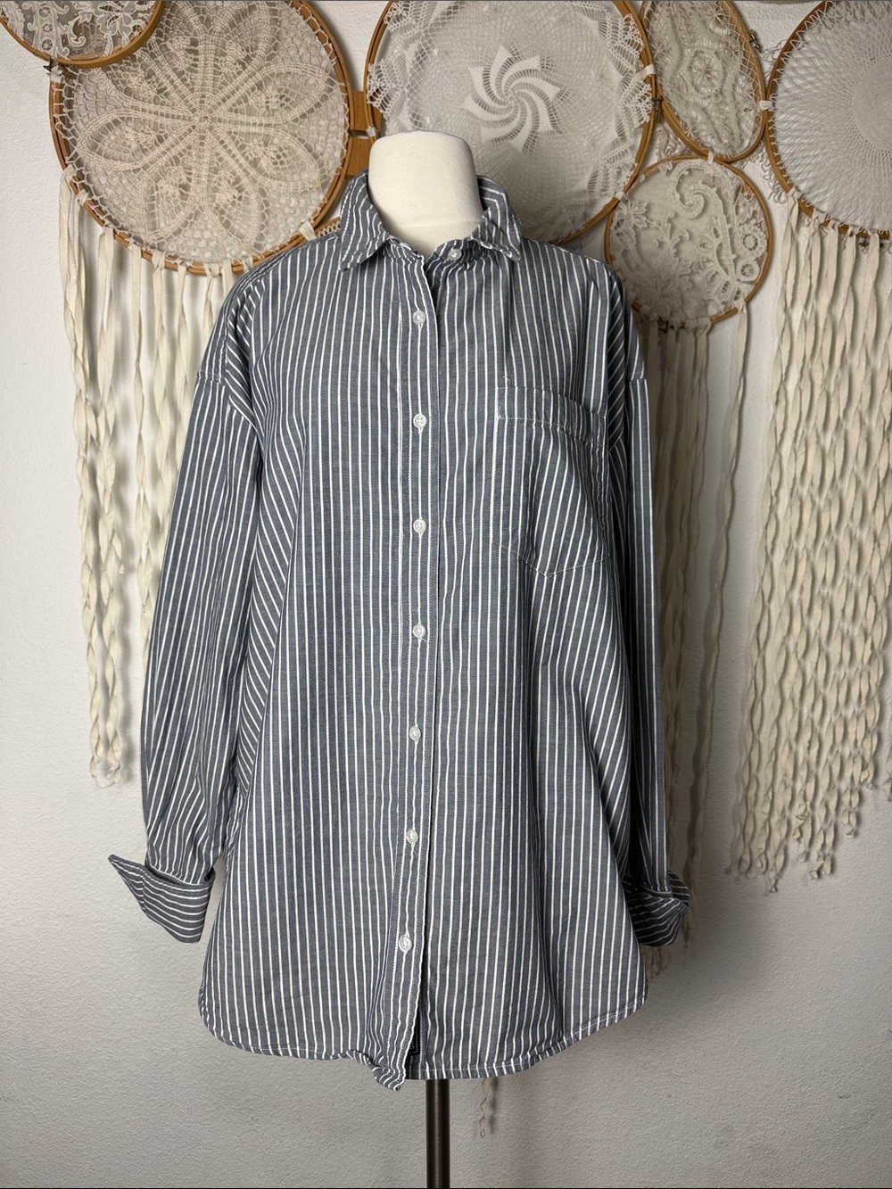 Wildfand The Essential Oversize Long Sleeve Button Up Optional Wrap Size Large